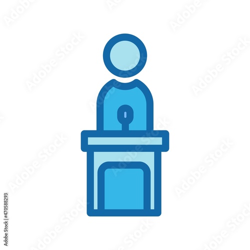 Public Speaking Line Filled Blue Vector Icon Design