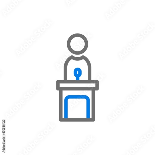 Public Speaking Line Blue Vector Icon Design