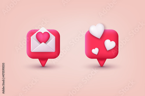 Social media like icon concept. Comment and Follower. 3D Web Vector Illustrations.