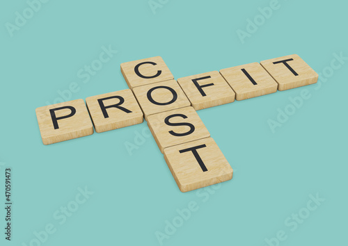 Cost Profit words written with wooden letters