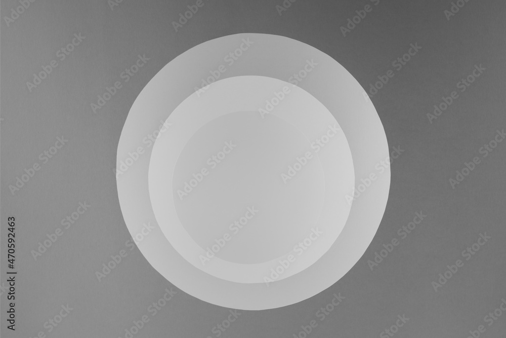 Abstract white and gray contrast background with round frames as entry or channel with perspective, shadow, minimalist modern scene in futuristic style. Abstract white and gray contrast background with round frames as entry or channel with perspective, shadow, minimalist modern scene in futuristic style.