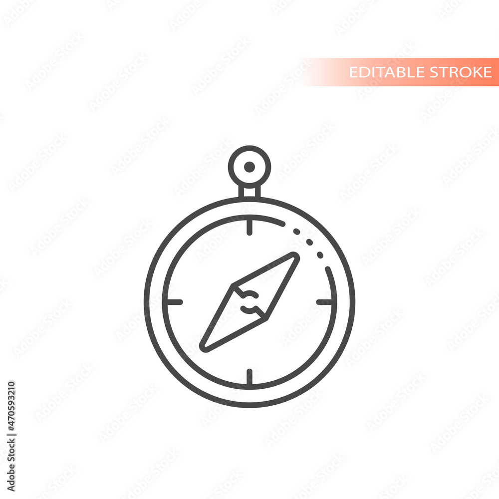 Compass thin line vector icon. Outline, editable stroke symbol. Compass thin line vector icon. Outline, editable stroke symbol.