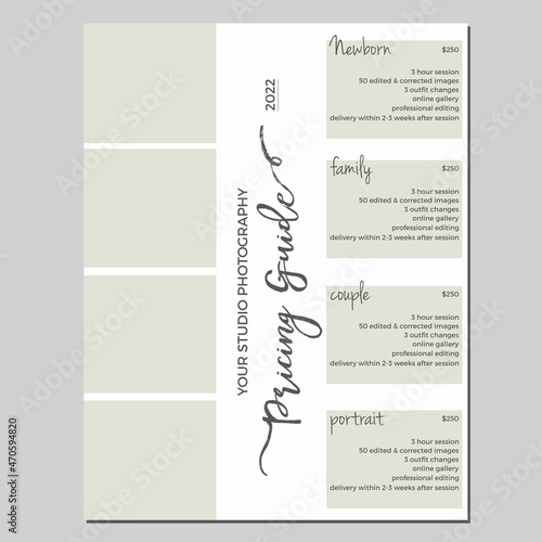 Pricing Guide template, Photography marketing photo