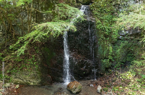 Kobashi waterfall in the forest at manno town , Shikoku, Japan	 photo