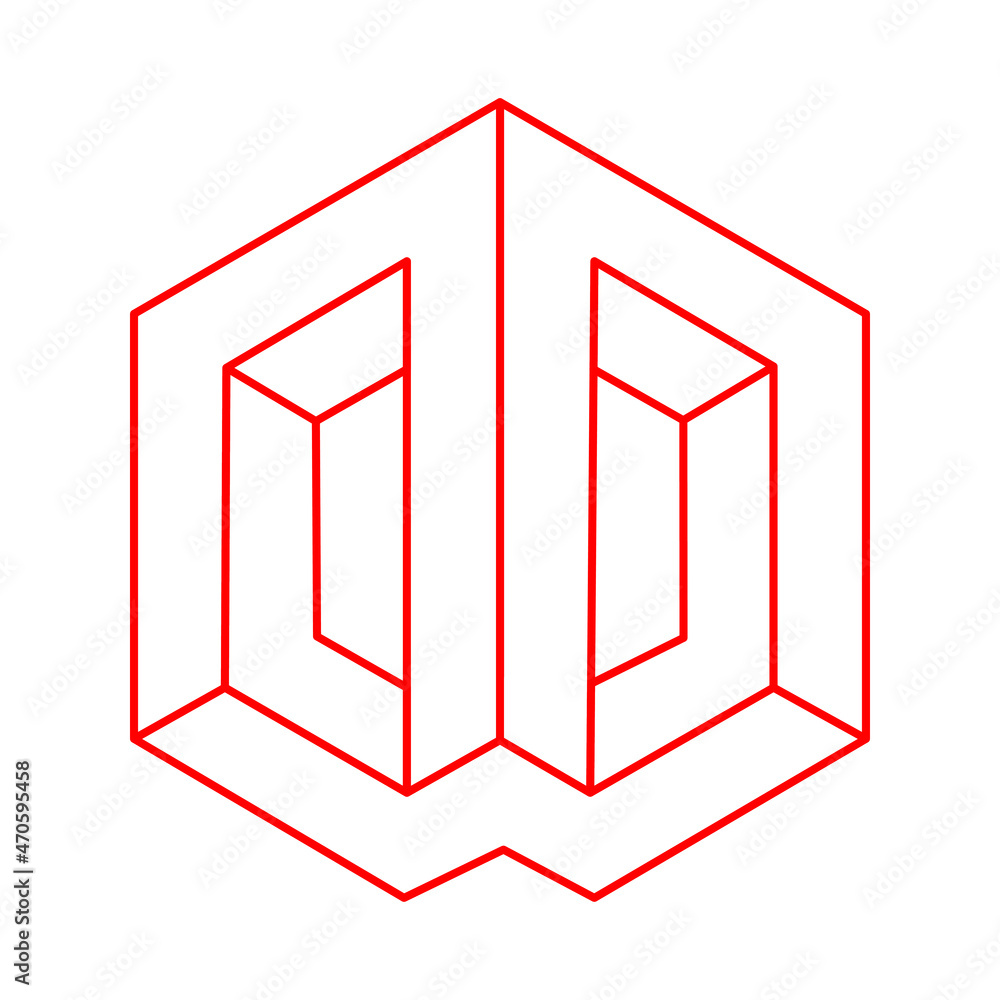 Optical illusion. Impossible shapes  vector. Optical art object. Geometric figures. Escher paradox.