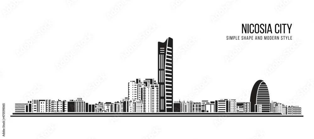 Cityscape Building Abstract Simple shape and modern style art Vector design - Limassol city