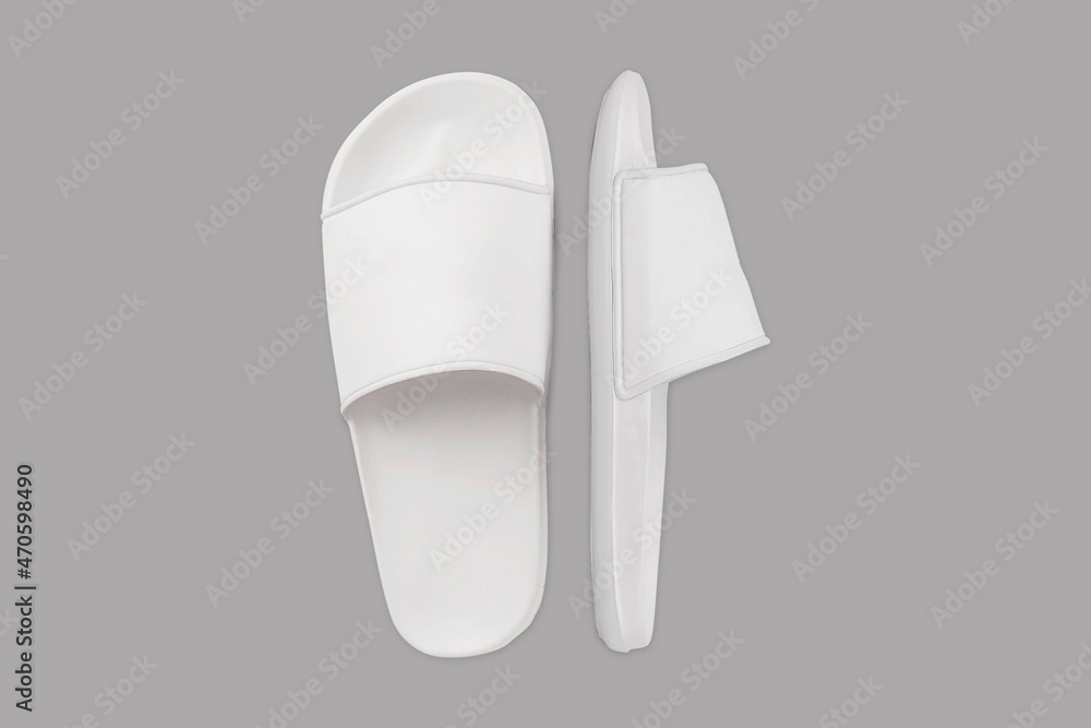 ภาพประกอบสต็อก Blank white rubber sandal flip flop slippers template ...