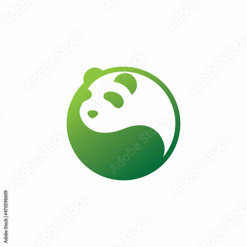 Green Yin Yang Panda Logo