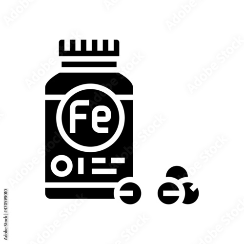 iron supplements package glyph icon vector. iron supplements package sign. isolated contour symbol black illustration