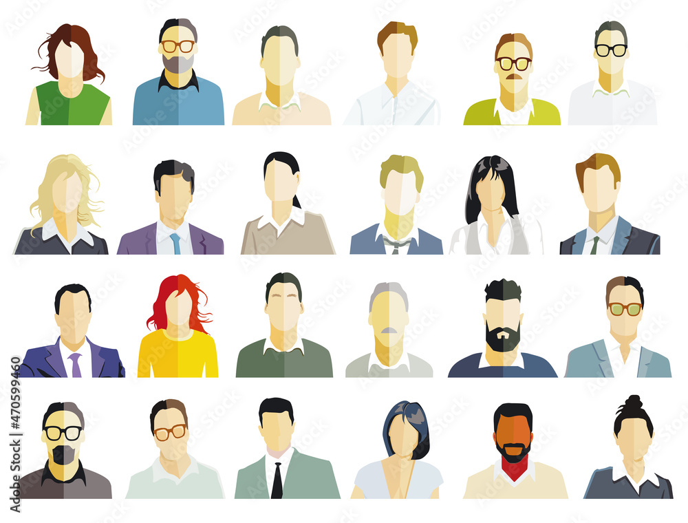 Gruppe von Personen Portrait, Gesichter auf weißem Hintergrund. illustration Gruppe von Personen Portrait, Gesichter auf weißem Hintergrund. illustration