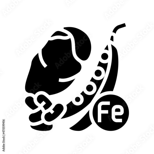 foods high in iron glyph icon vector. foods high in iron sign. isolated contour symbol black illustration