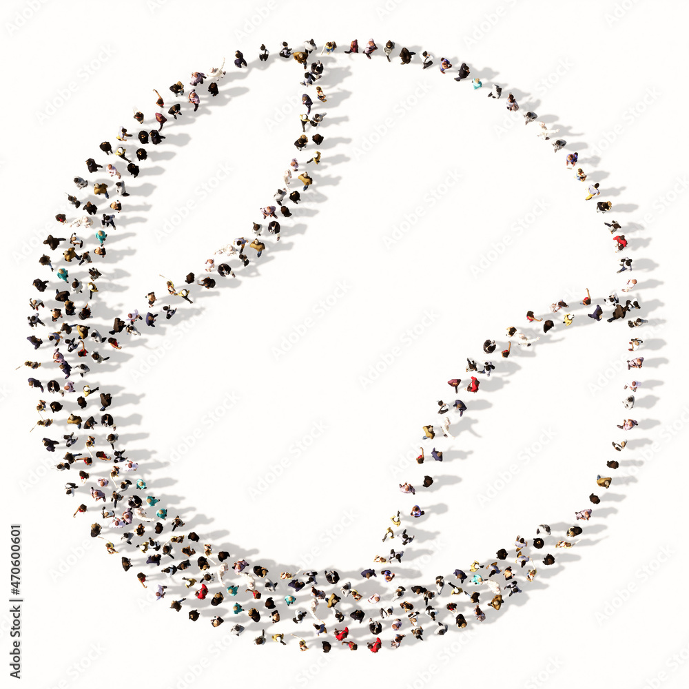 Concept or conceptual large community of people as the image of a ball on white background. A 3d illustration metaphor for sport, basketball, tennis, competition and fun or helth Concept or conceptual large community of people as the image of a ball on white background. A 3d illustration metaphor for sport, basketball, tennis, competition and fun or helth