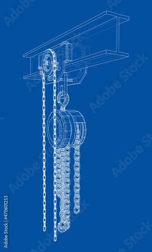 A Hoist on the beam. 3d illustration