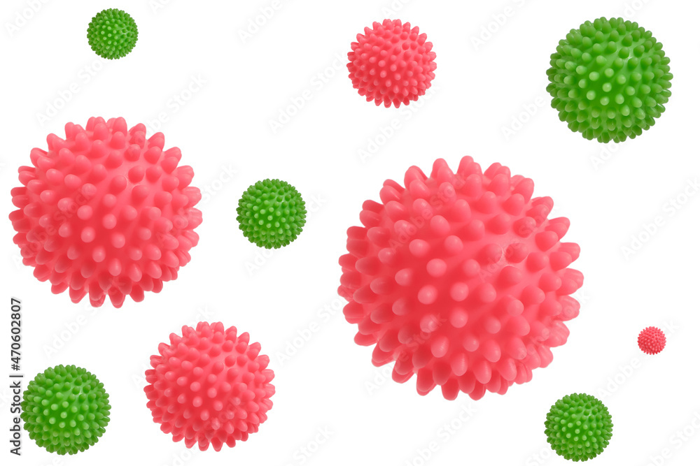 Flying multicolored bacteria on a white background. Flying multicolored bacteria on a white background.