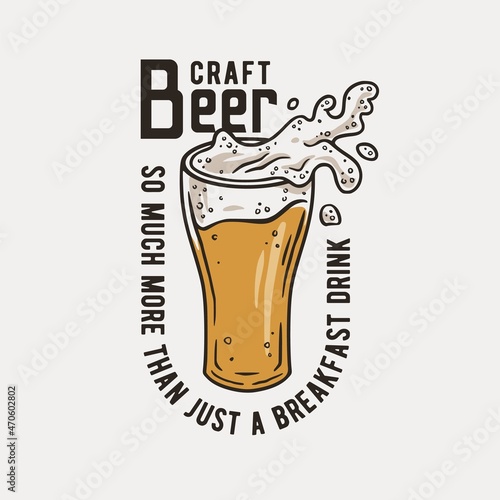 Beer glass with foam for bar. Original brew design with beer mug with froth for print
