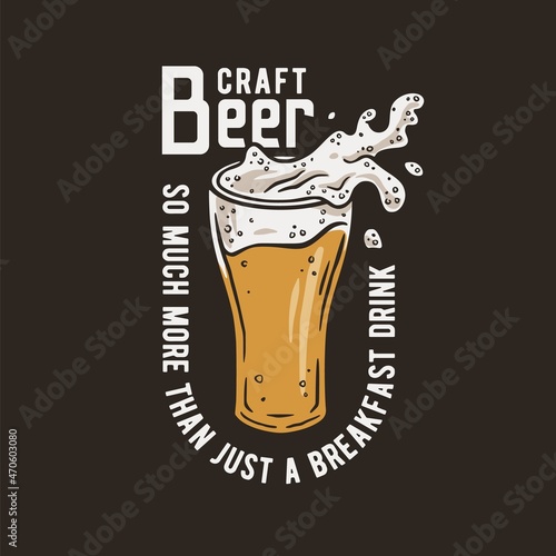 Beer glass with foam for bar. Original brew design with beer mug with froth for print