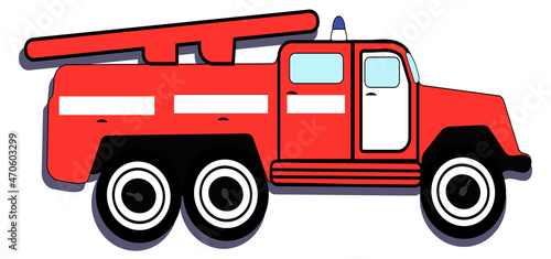 A red and white fire truck, vector illustration