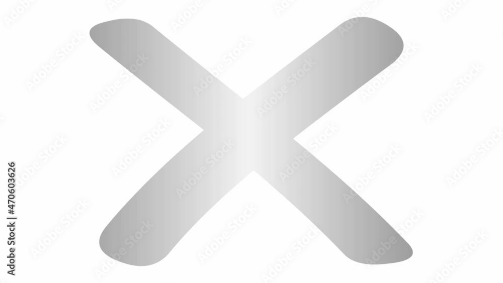 Animated silver cross appears. Concept of prohibition. Flat vector illustration isolated on white background. Animated silver cross appears. Concept of prohibition. Flat vector illustration isolated on white background.