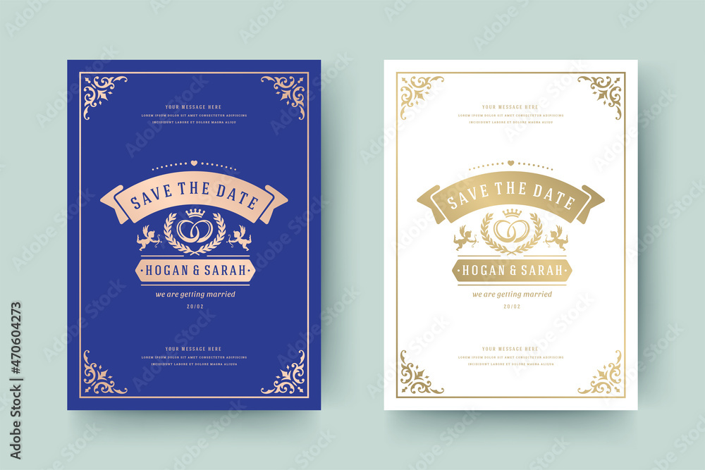 Wedding invitation save the date card templates with flourishes ornaments vignettes Wedding invitation save the date card templates with flourishes ornaments vignettes