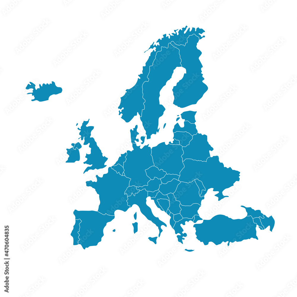 Naklejka premium Map of Europe. Color vector modern. Silhouette map.