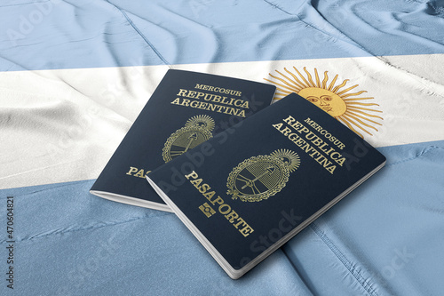 Argentine passport on the flag of Argentina 