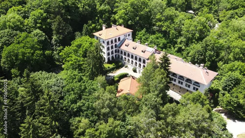 Aerial summer view of Orthodox Dragalevtsi monastery at Vitosha mountain, Bulgaria Aerial summer view of Orthodox Dragalevtsi monastery at Vitosha mountain, Bulgaria