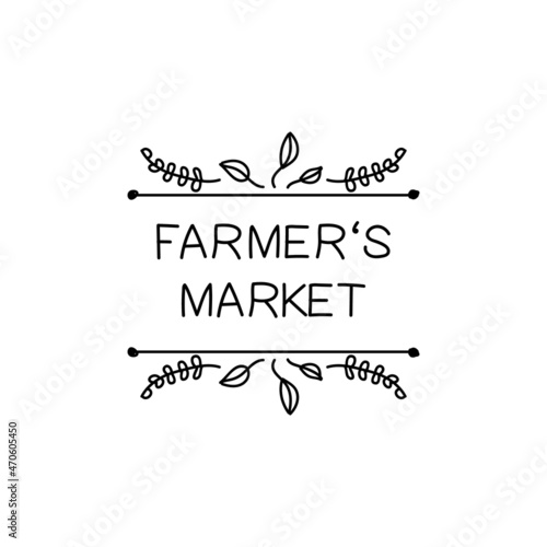 Doodle Sign, Hand Drawn Letters, Icon - Farmers Market .