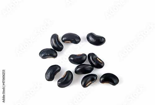 black bean seeds isolated on white background(top view)