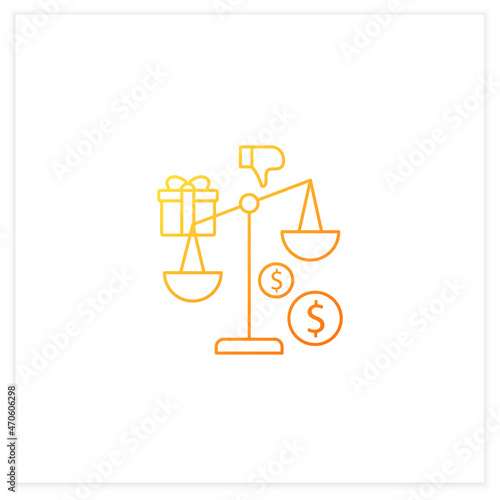 Inequality gradient icon. Economical injustice.Gap between rich and poor, wealth disparity. Scales.Universal basic income.Isolated vector illustration.Suitable to banners, mobile apps and presentation