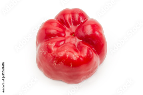 Whole red bell pepper on a white background © An-T