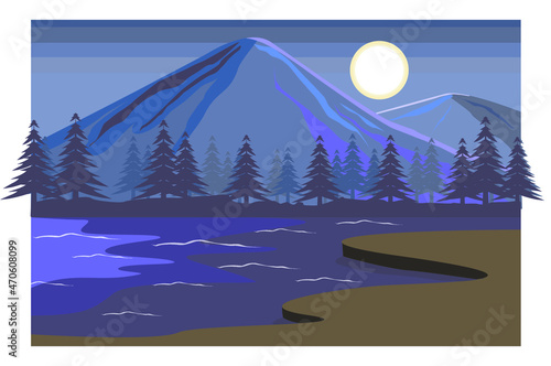mountain in the night , super moon