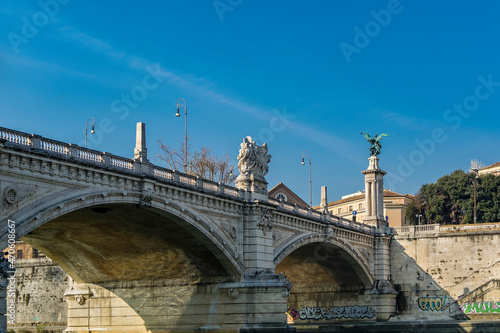  A view of Ponte Vittorio Emanuele II on Tiber river, Rome, Italy