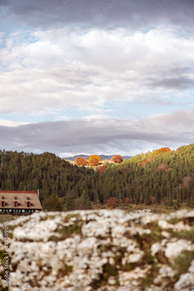 Beautiful mountain landscape of the Abruzzo Lazio and Molise National Park in autumn