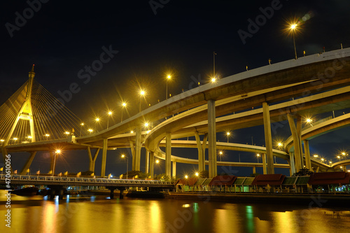 Bhumibol highway Bridge in Bangkok, THAILAND