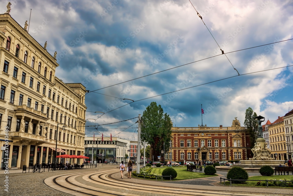 Naklejka premium görlitz, deutschland - postplatz in der innenstadt