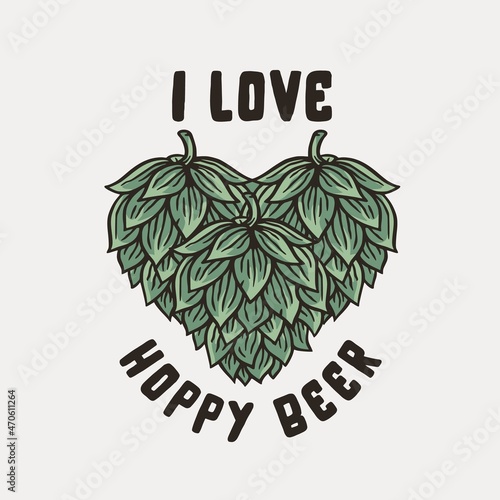 Beer hop for print. Original brew design with hop for craft beer bar, pab or brewery