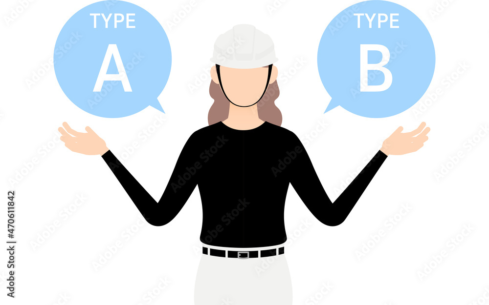 大工の女性のポーズ、AとBを勧める 大工の女性のポーズ、AとBを勧める