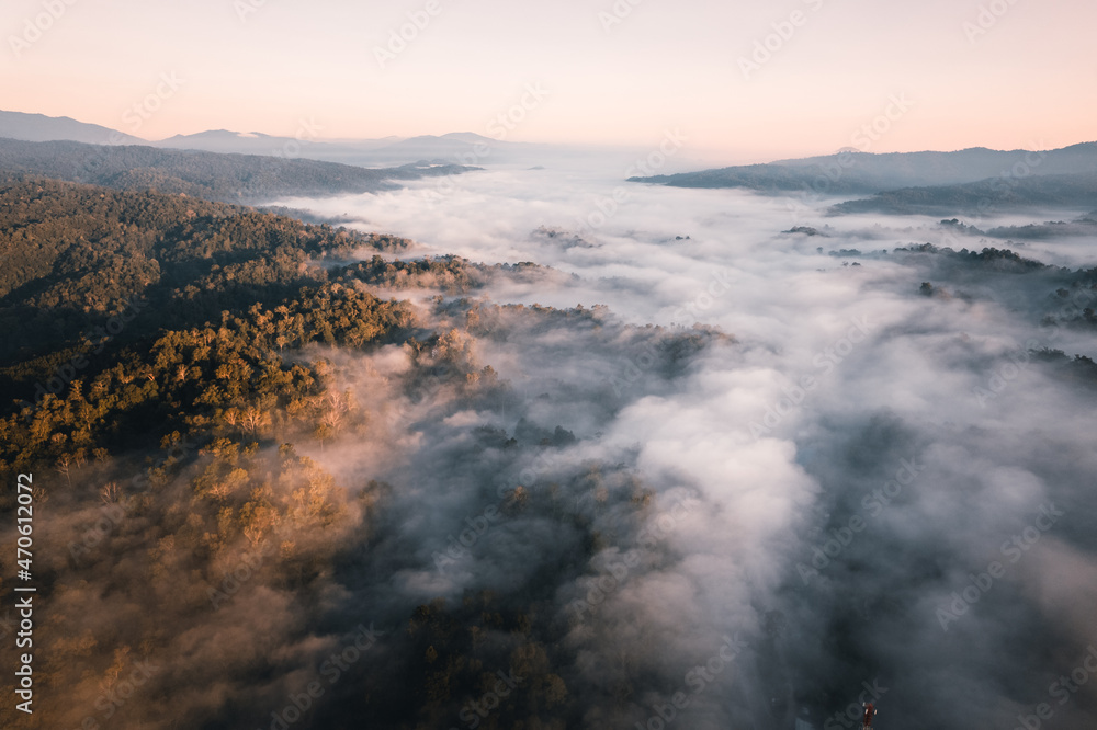 Flying above the clouds sunrise and fog Flying above the clouds sunrise and fog