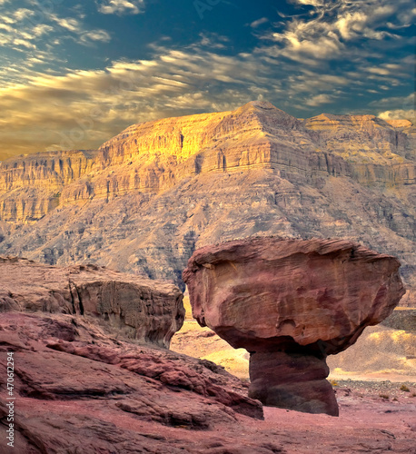 Geological formations in nature park at sunset