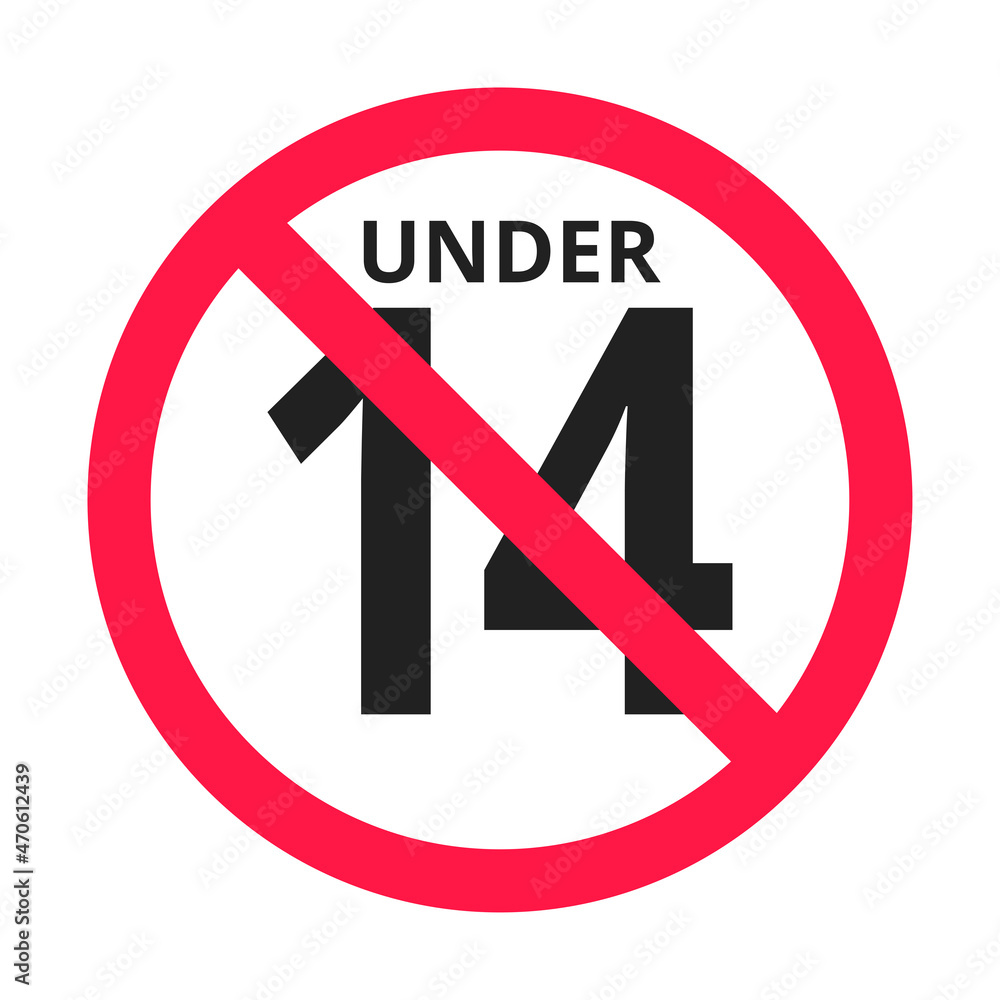 Over 14 years old plus forbidden round icon sign vector illustration. 14 plus only or older persons adult content rating isolated on white background. Over 14 years old plus forbidden round icon sign vector illustration. 14 plus only or older persons adult content rating isolated on white background.