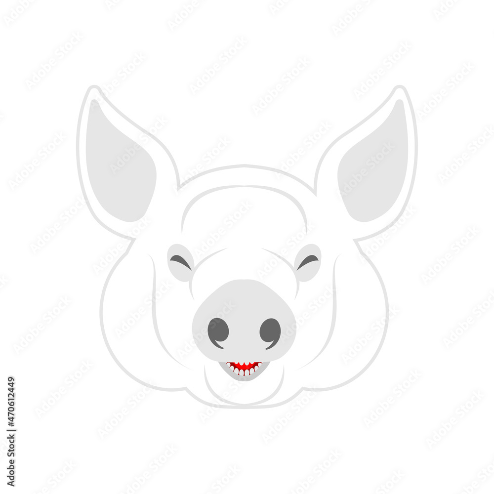 Pig head isolated. Illustration for butcher shop Pig head isolated. Illustration for butcher shop