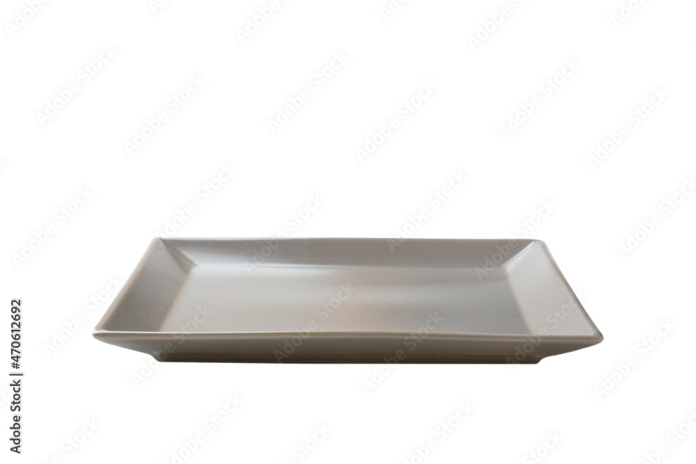empty gray dish isolated on white background. perspective view empty gray dish isolated on white background. perspective view