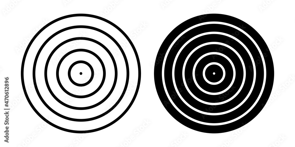 Concentric rings in target icons. Design elements set. Concentric rings in target icons. Design elements set.