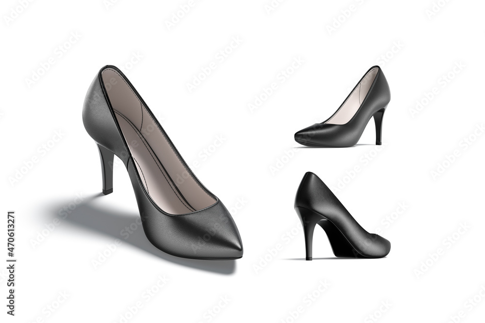 Blsnk black high heels shoes mock up, different views Blsnk black high heels shoes mock up, different views