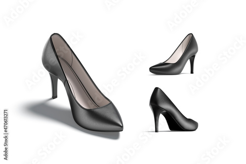 Blsnk black high heels shoes mock up, different views