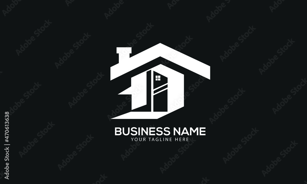 D initial building property abstract monogram vector logo template