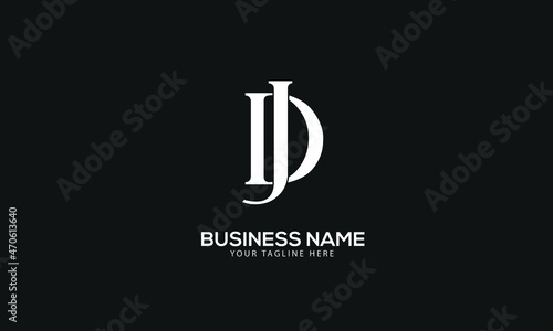Alphabet DJ or JD slim abstract monogram vector logo template