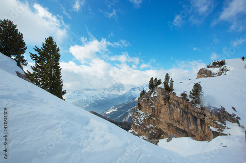 Dolomites winter mountains ski resort