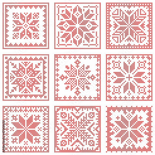 Christmas embroidered plaid Scandinavian style Christmas cross stitch pattern