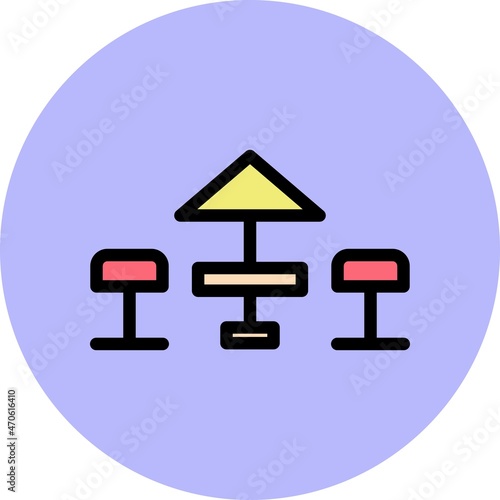 Terrace Line Filled Circle Vector Icon Design